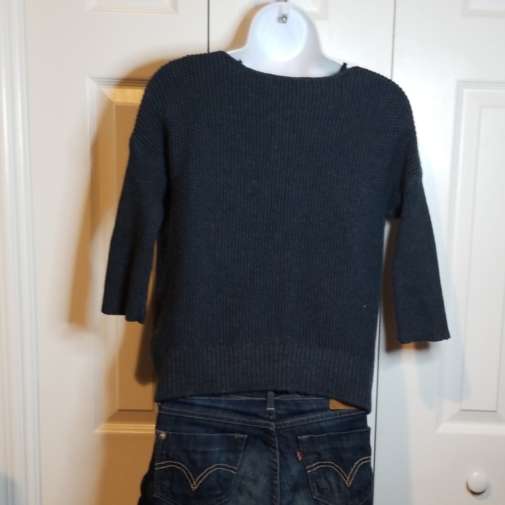Gap Navy Cable Knit 3/4 Sleeve Sweater Sz XS - Picture 5 of 6